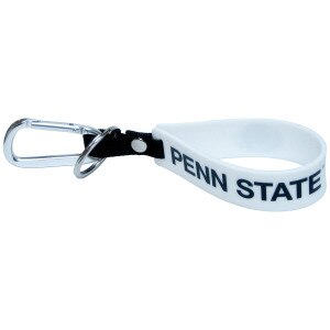 white silicone keychain with Penn State and carabiner